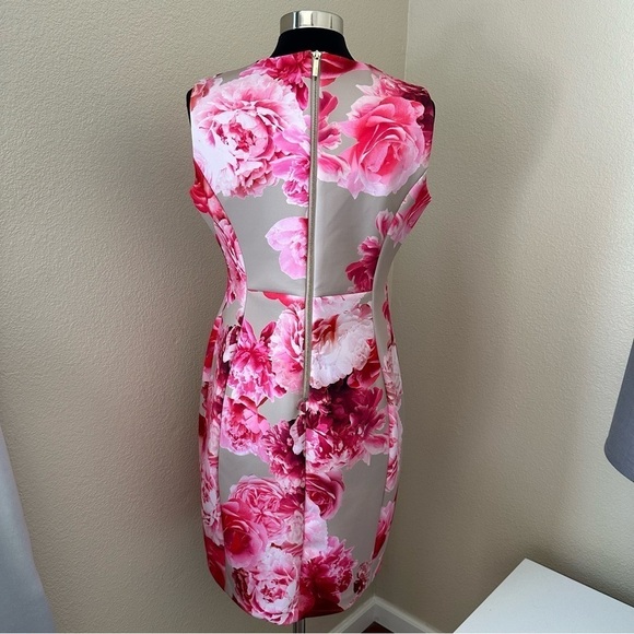 Calvin Klein Floral Peonies Sheath Sleeveless Midi Dress - Picture 6 of 11